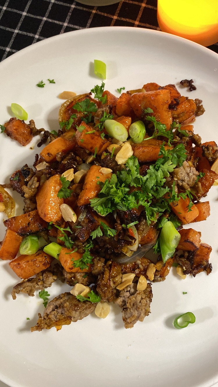 Süßkartoffel-Hackfleisch-Pfanne