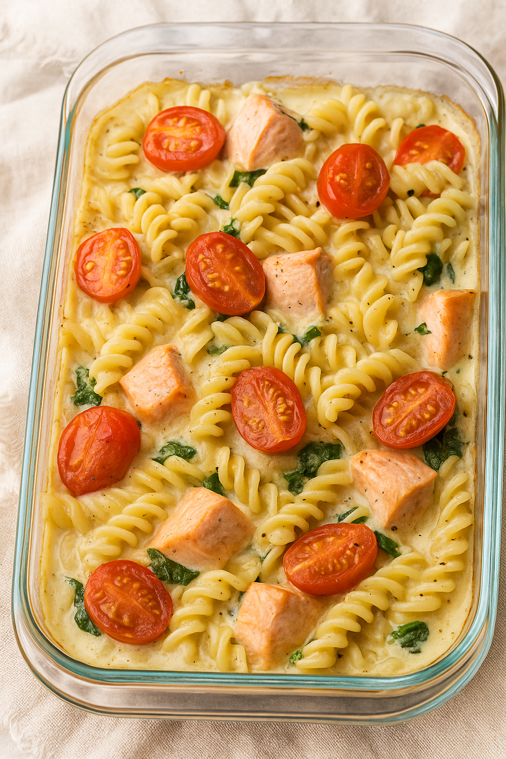 Bandnudeln mit Lachscremesoße aus dem Ofen – cremiges Pastaglück für&nbsp;Genießer